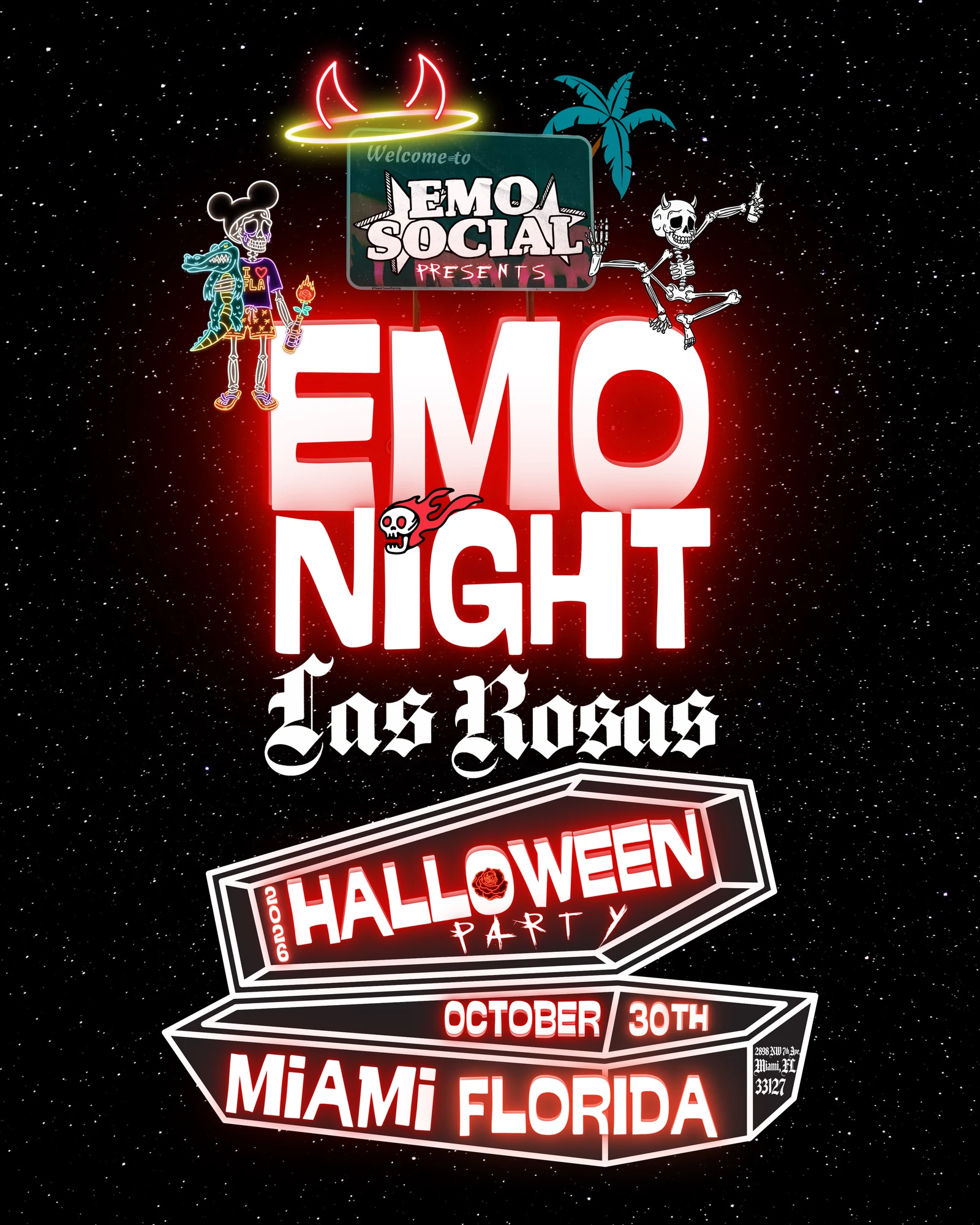 Emo Social Emo Night Las Rosas Halloween Party poster